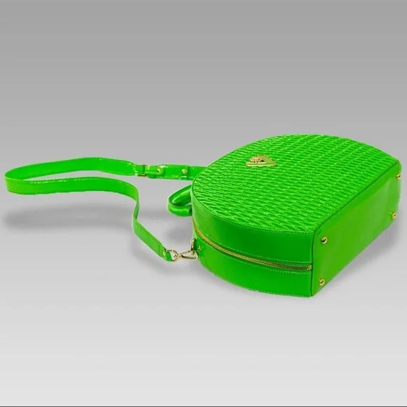 Valentino Orlandi Designer Lime Green Women's Box Hat Leather Tote Purse Handbag - Picture 6 of 11